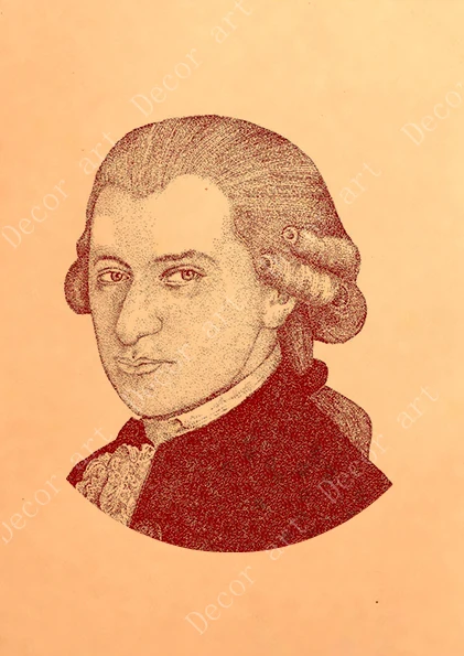 Картина на холсте Wolfgang Amadeus Mozart с изображением музыканта винтажные настенные