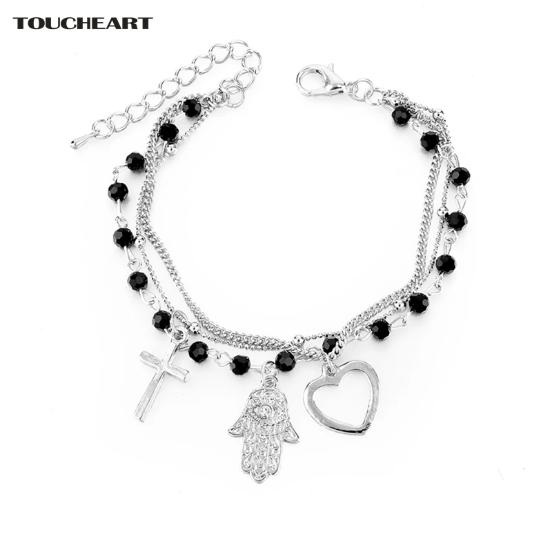 Женский браслет из нержавеющей стали TOUCHEART Hamsa с серебряным сердцем и