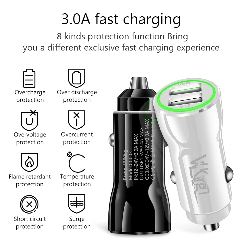 Автомобильное зарядное устройство VVKing Quick Charge 3 0 2 USB для Samsung Xiaomi iPhone Huawei P30 Pro QC3.0