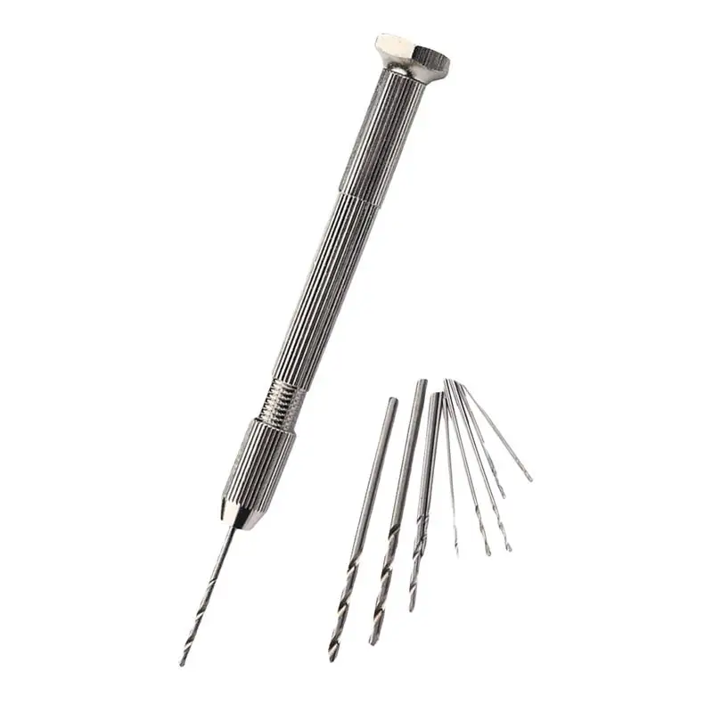 Mini Precision Pin Vise Hand Drill With Twist Drill Bits Set of 10 Pieces Woodworking Drilling Rotary Tools For Model Hobby Home