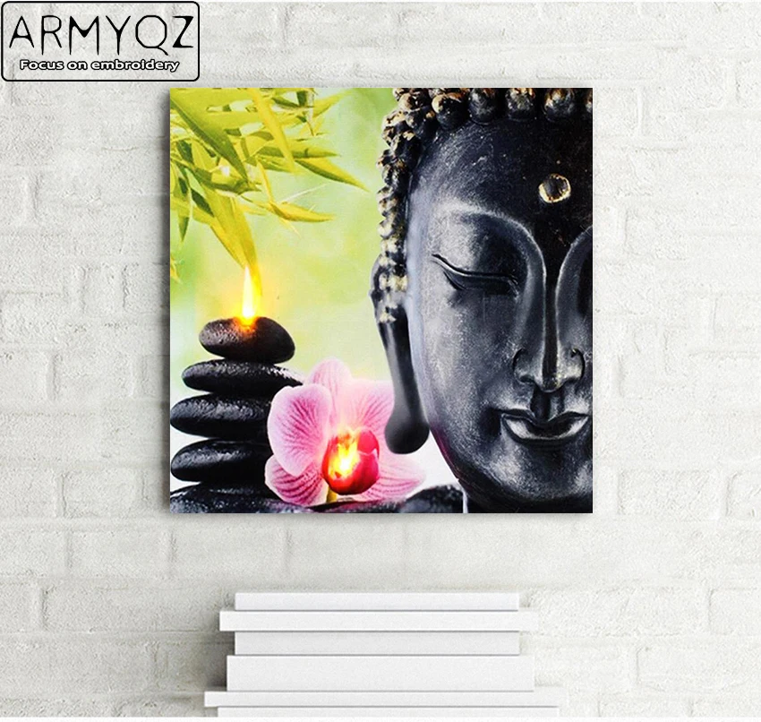 ARMYQZ full round drill diamond embroidery Orchid&ampBuddha&ampStone 5d diy Diamond painting Cross Stitch Rhinestone mosaic | Дом и сад