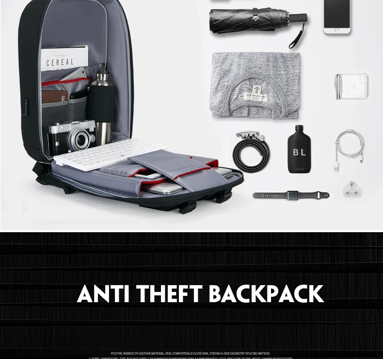 BALANG Design Men Backpack Fit 15.6 inch Laptop USB Recharging Multi-layer Space Travel Male Bag Anti-thief Mochila