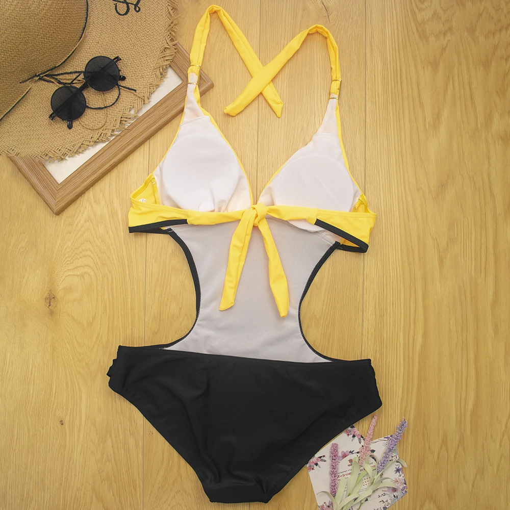 Женская одежда для плавания плюс размер Цельный купальник пуш ап трикини 2019