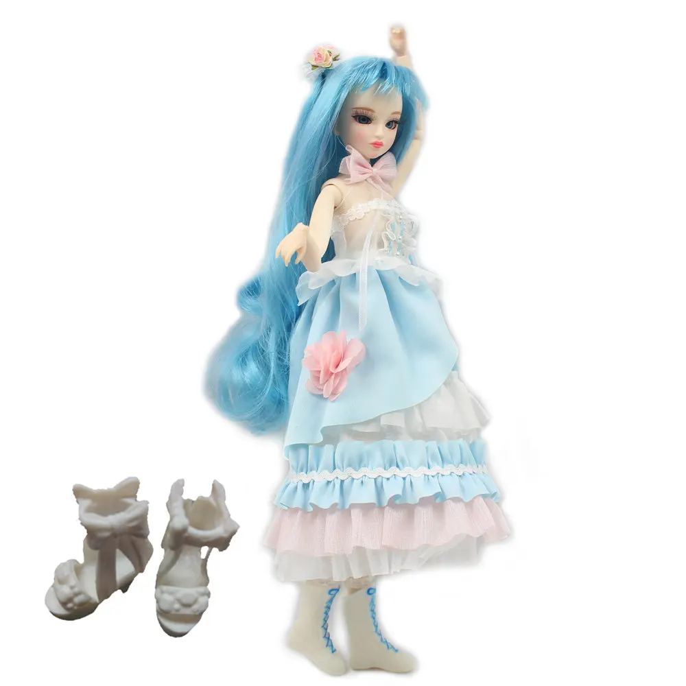 Мм девушка 30 см шарнирная кукла тело имя Катрина голубые волосы 1/6 BJD кукла