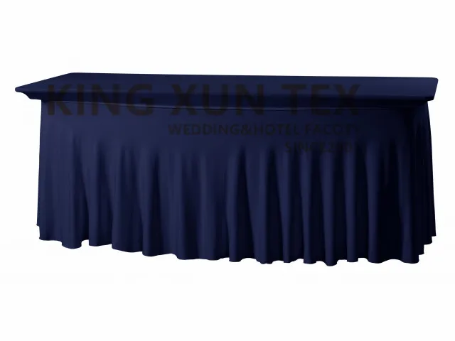 navy blue Прямоугольный облегающий стрейч чехол для стола из спандекса скатерть лайкра Длинный барный стол ткань для отеля вечерние украшения - Цвет: navy blue