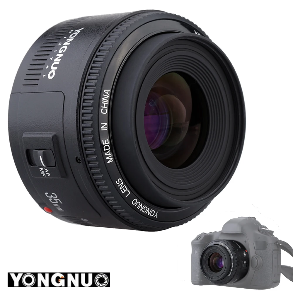 Объектив 35 мм Yongnuo F2.0 фотолинза широкоугольная ручной и фиксированный автофокус
