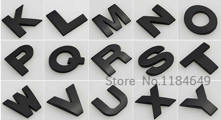10pcs/lot 3D chrome letters number metal stickers black silver 25mm DIY decorative car automobile parking room | Автомобили и