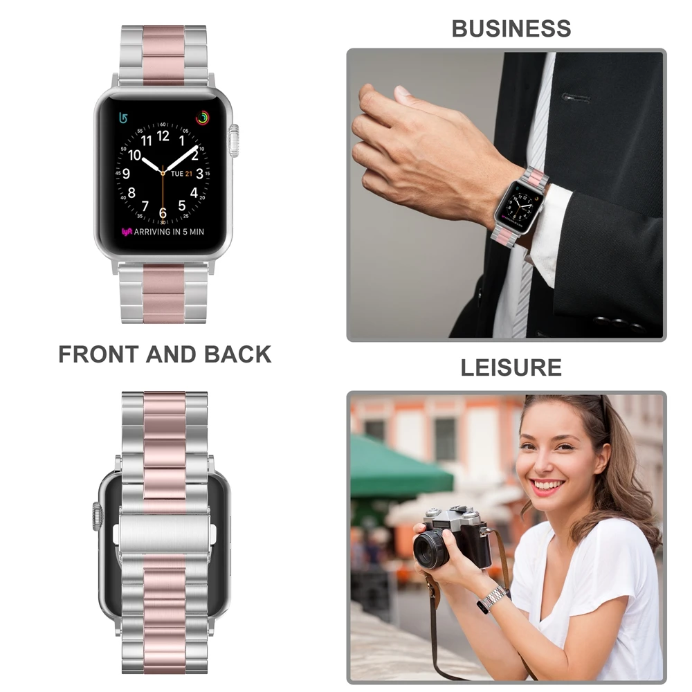 Ремешок Toyouths из нержавеющей стали для Apple Watch Band 38 мм 42 2019 металлический мужской и