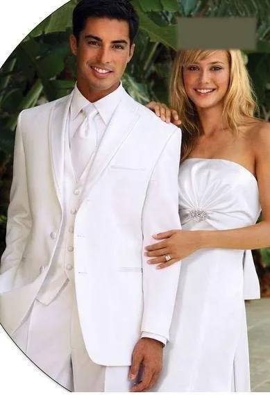 

hot New Design White Shawl Lapel Groom Tuxedos Groomsmen Suit Men Wedding Suits Bridegroom Suit (Jacket+Pants+Vest+Tie)