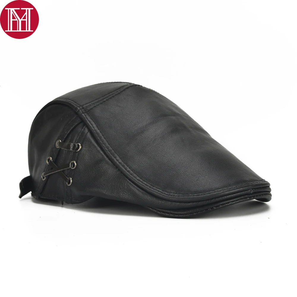 Мужской берет из натуральной коровьей кожи осенне-зимний Повседневный 100%