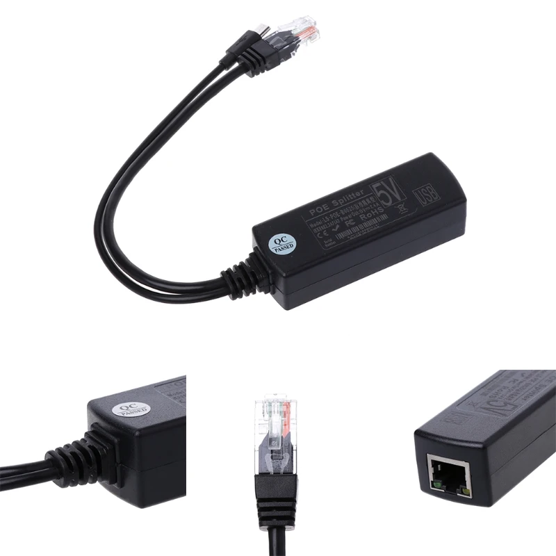 PoE сплиттер Micro USB мощность по Ethernet 48 В до 5 В 2.4A для Micro USB штекер Y КАБЕЛЬ Прямая поставка