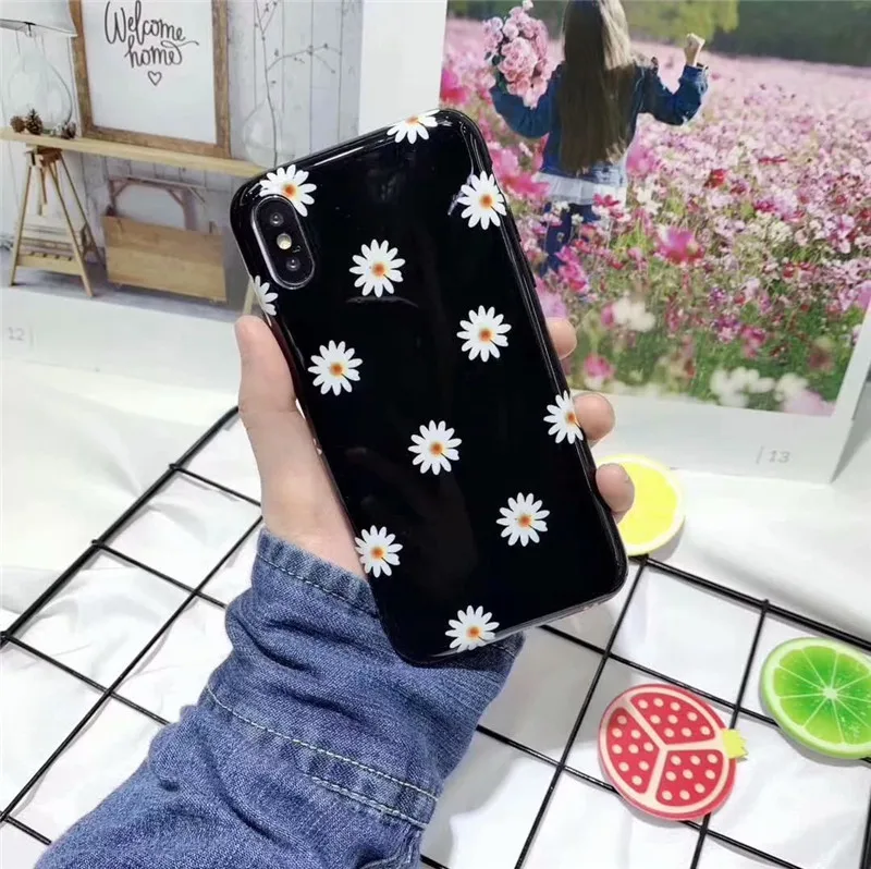 Чехлы для iPhone X XS MAX XR 7 8 6 6s Plus в стиле ретро с ромашками и цветами модные Гладкие