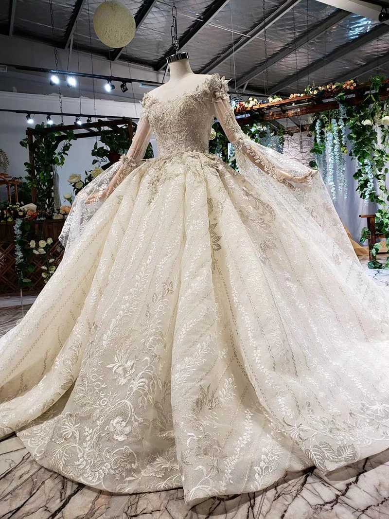 HTL511 plus size wedding dress with sleeves shawl o-neck ball gown lace bride gown real price vestido de noiva manga longa