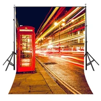 150x220cm london night streets view photo background red phone booth backdrop photography studio backdrop props wall