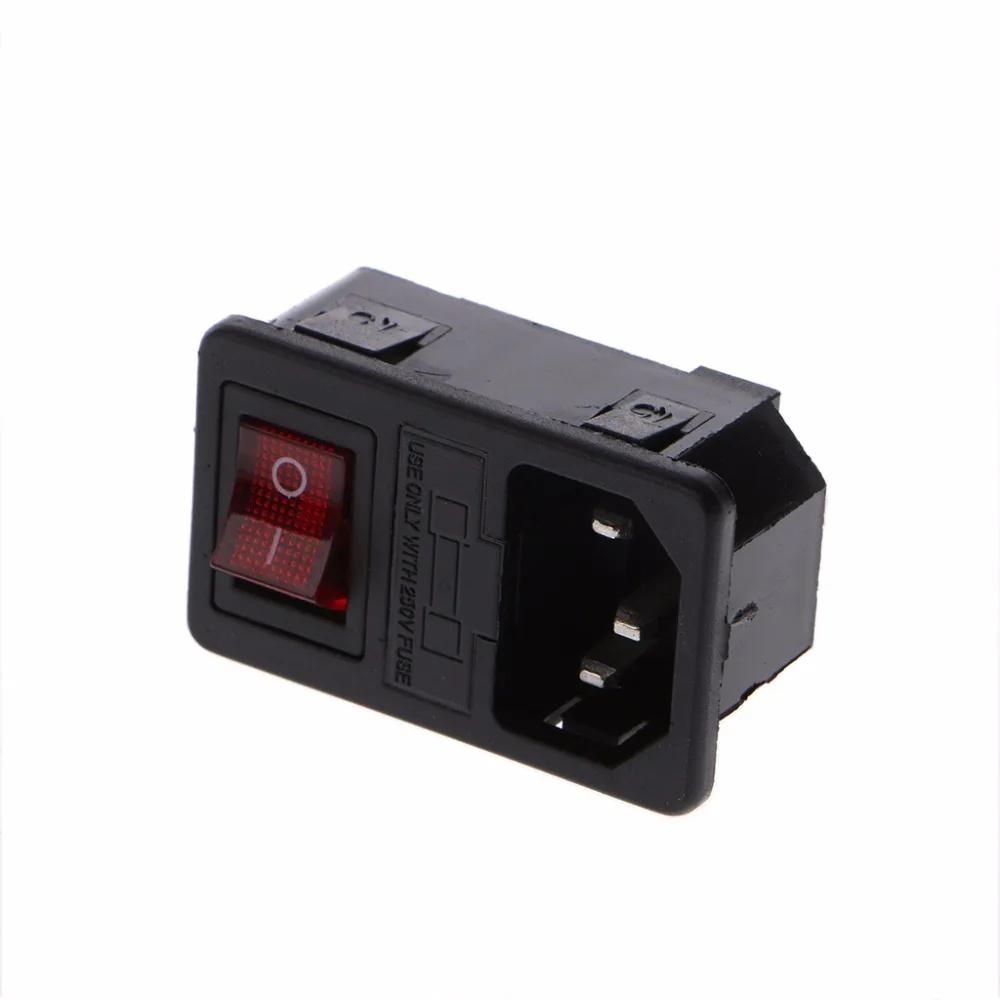 6A 250V 10A 125V кулисный переключатель SPST 3 Pin IEC320 C14 Входной модульный Штепсель Fuse Switch