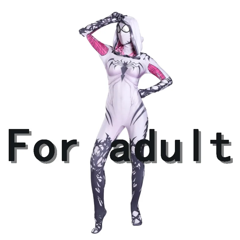 For adult Человек-паук: в стихах паука; Гвен Стейси; маскарадный костюм; Веном; костюм паука; Маска человека; зентай; Детский костюм для женщин - Цвет: For adult
