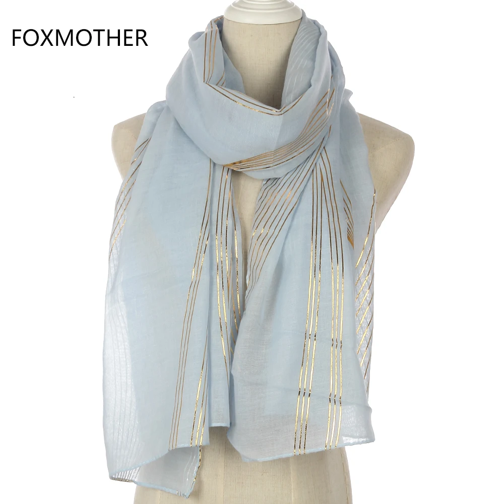 FOXMOTHER Новые Модные Белые Серые Синие ленты Полосатый золотой фольги длинные