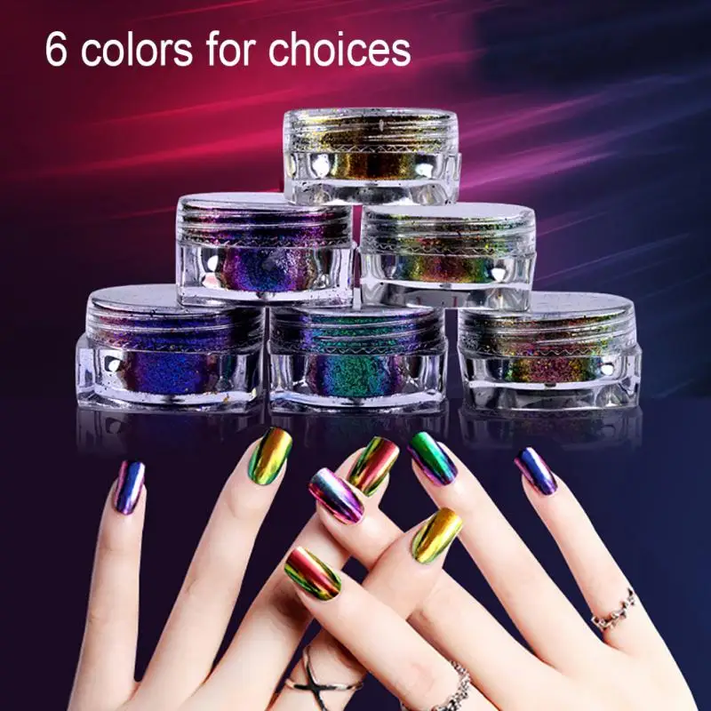 6 цветов Дизайн ногтей глиттер Косметическая пудра Dust для UV GEL акриловая