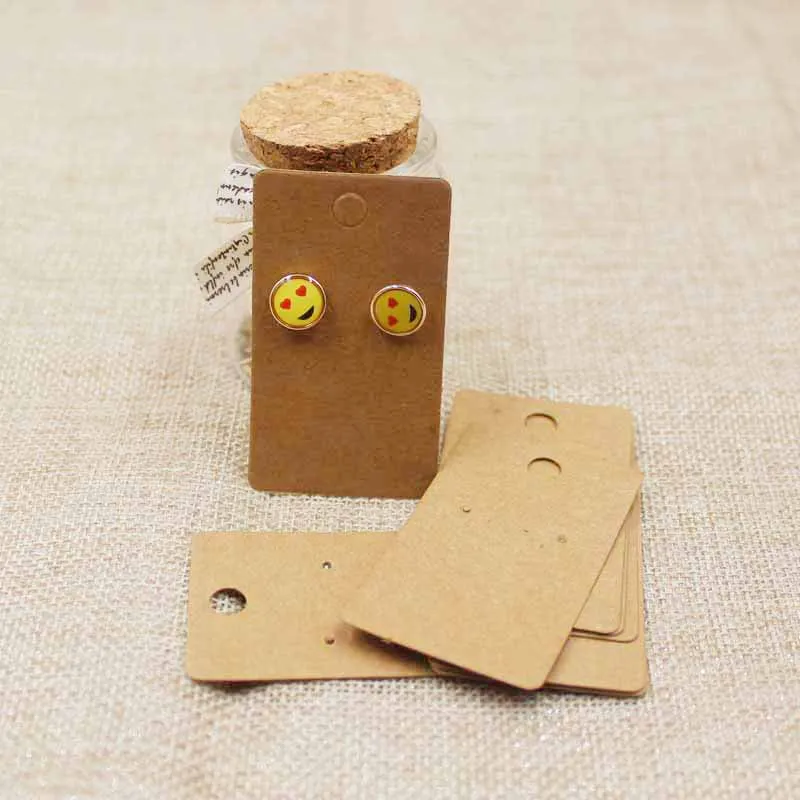 Оптовая продажа розничная угловая бирка для сережек-гвоздиков из крафт-бумаги