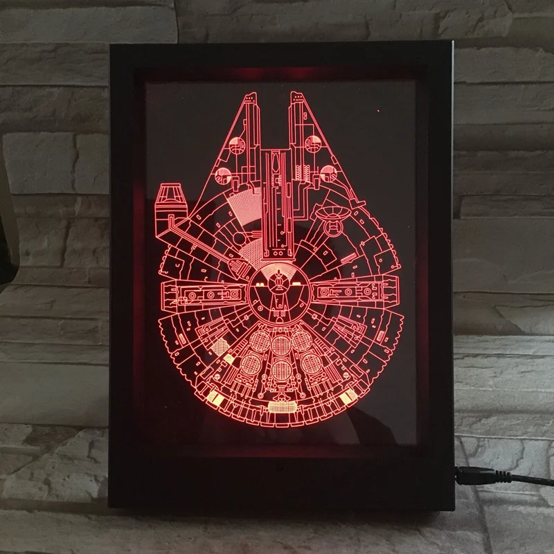 Цветной СВЕТОДИОДНЫЙ акриловый ночник Сокол Тысячелетия с USB-разъемом и пультом