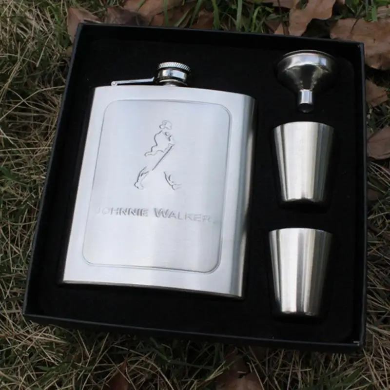 7oz Stainless Steel Hip Flask Set With Funnel and 2 Cups Portable Alcohol Flagon Flasks Whiskey Liquor Pot Wine Bottle | Дом и сад
