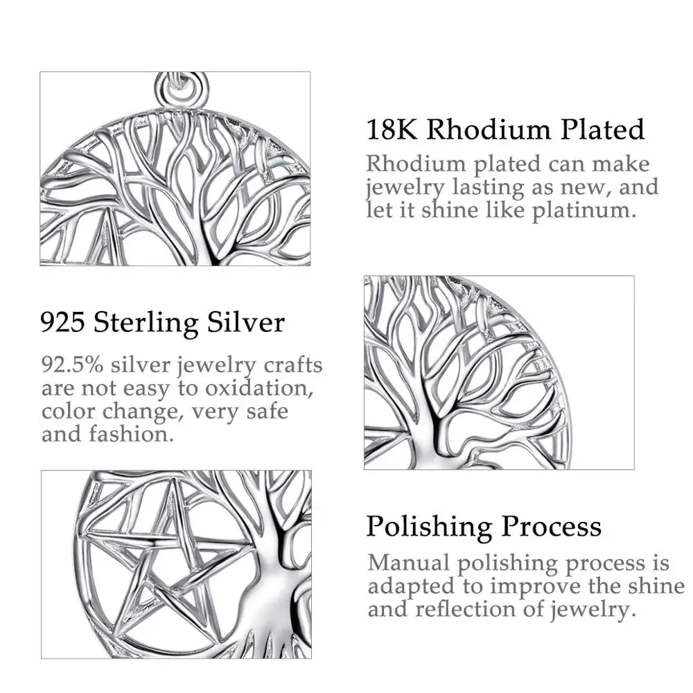 

EUDORA 925 sterling silver Tree of life Earring Tree and Star drop Earring Celtics Knot Jewelry For Women Anniversary gift E094