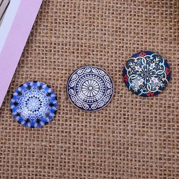 24pcs 12/14/16mm Retro Pattern Flowers Round Handmade Photo Glass Cabochons & Glass DIY Handmade Cabochon beads Jewelry Fittings
