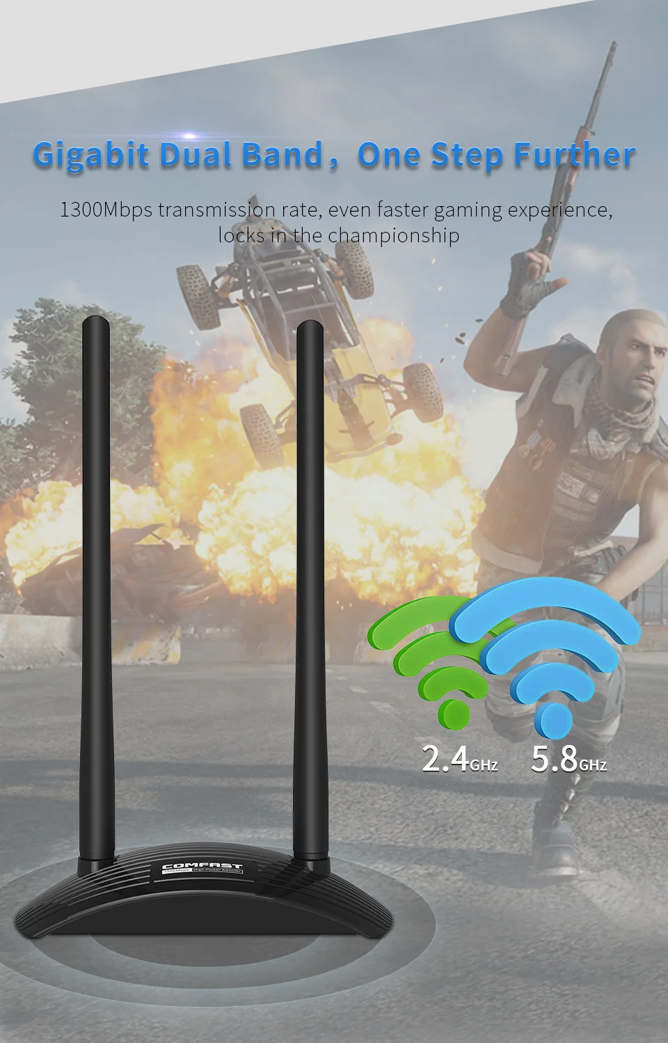 5 8 ГГц Usb Wi Fi адаптер 1300 Мбит/с 802.11ac дальний ПК wifi приемник 2 * 6dBi антенны
