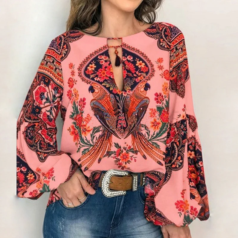 5XL летняя шифоновая блузка рубашка 2019 повседневные брюки-фонарики футболка с