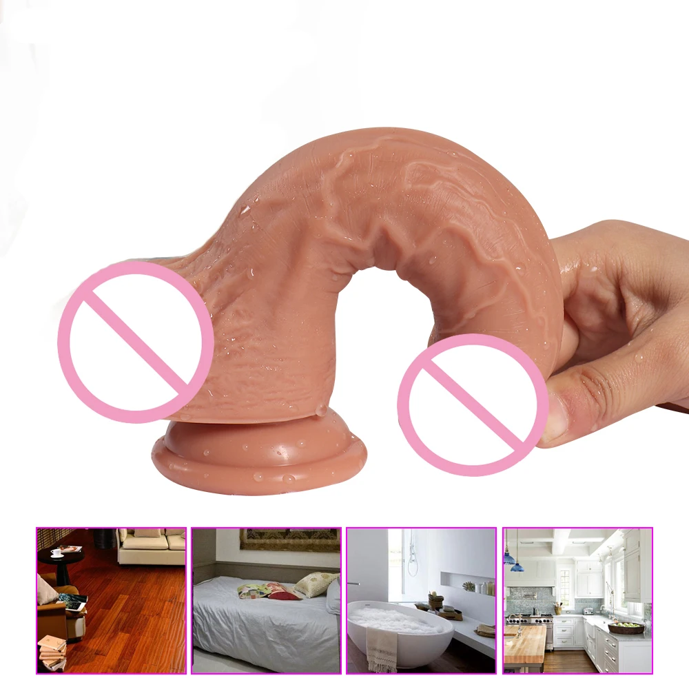 Супер реалистичный мягкий силиконовый фаллоимитатор на присоске 20 см