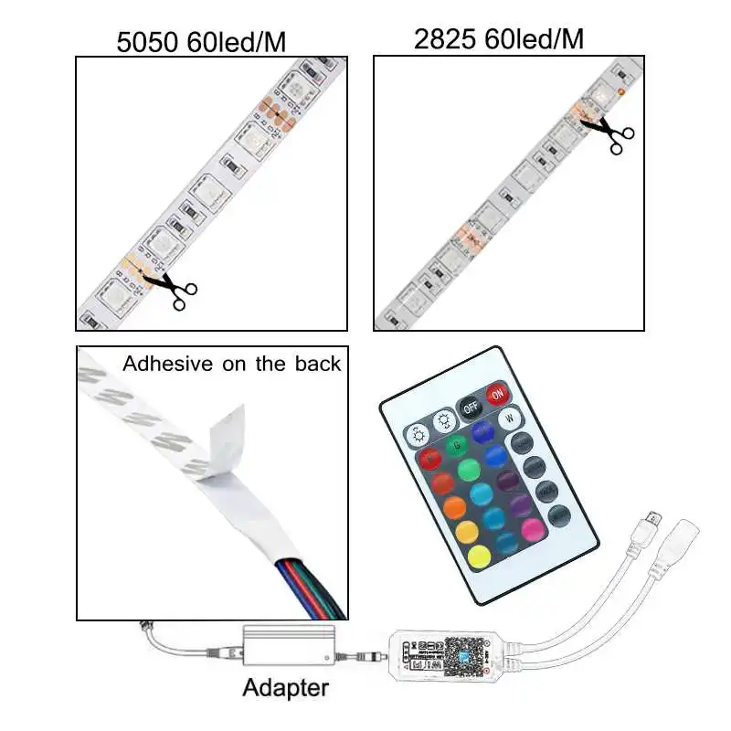 SZYOUMY 5050 RGB WIFI Светодиодная лента 2835 Водонепроницаемая 5 м пульт дистанционного