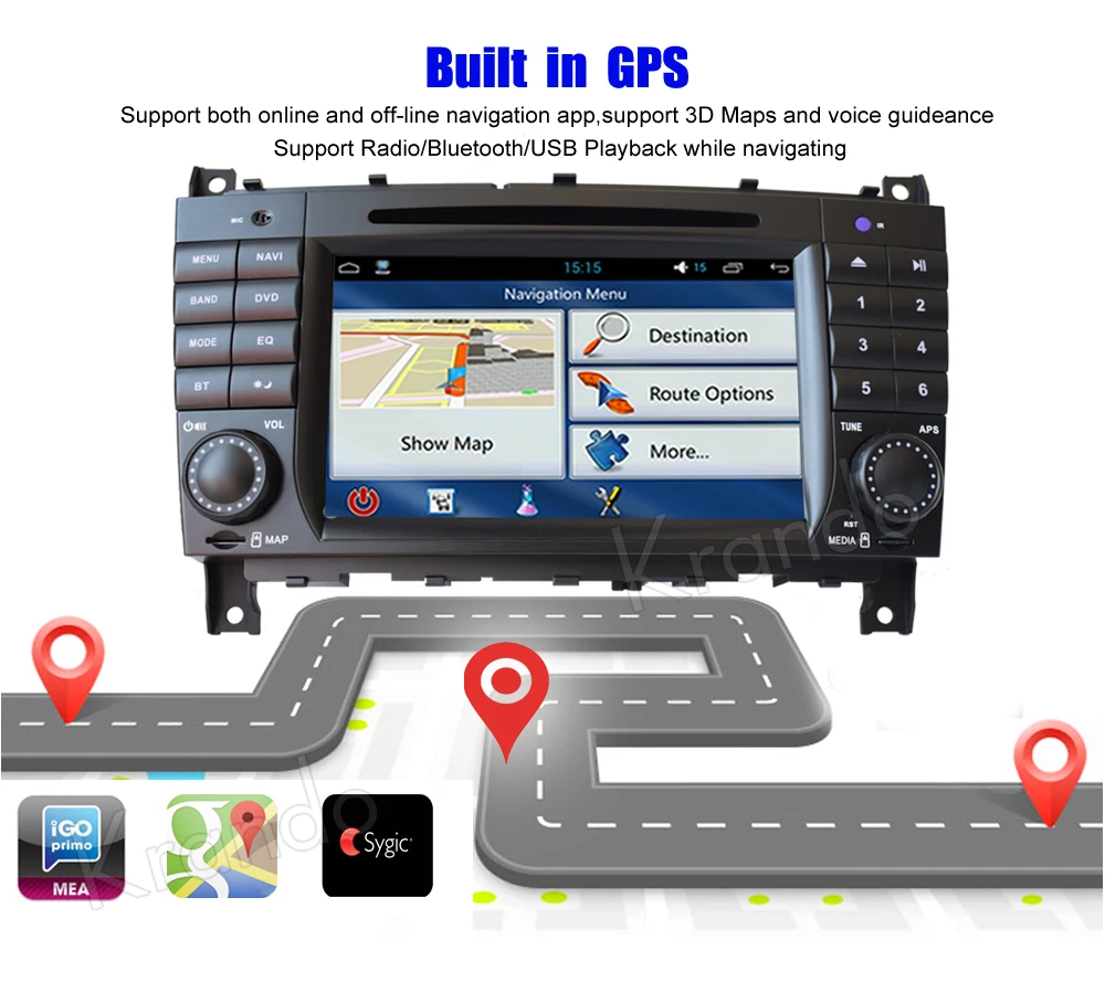 Krando 7 &quotAndroid 9 0 Автомобильная навигационная и мультимедийная система для Benz C Class