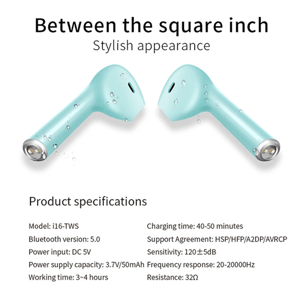 I16 наушники-вкладыши TWS беспроводные наушники bluetooth наушники-капельки дляимузыка Спорт bluetooth гарнитура для iphone Android телефон наушники для телефона Xiaomi pk i10 i12 i13