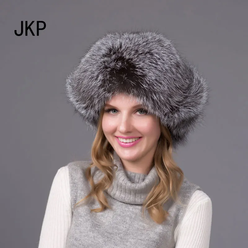 JKP 2018 новый популярный товар модная зимняя шапка из лисьего меха с ушками для
