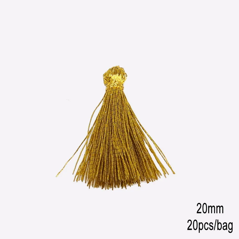 20mm Gold 20 шт Разноцветные Мини кисточки бахрома кулон DIY 15 мм 20 мм вечерние шнуры кисточка отделка одежды шторы украшения кисточки кружево - Цвет: 20mm Gold