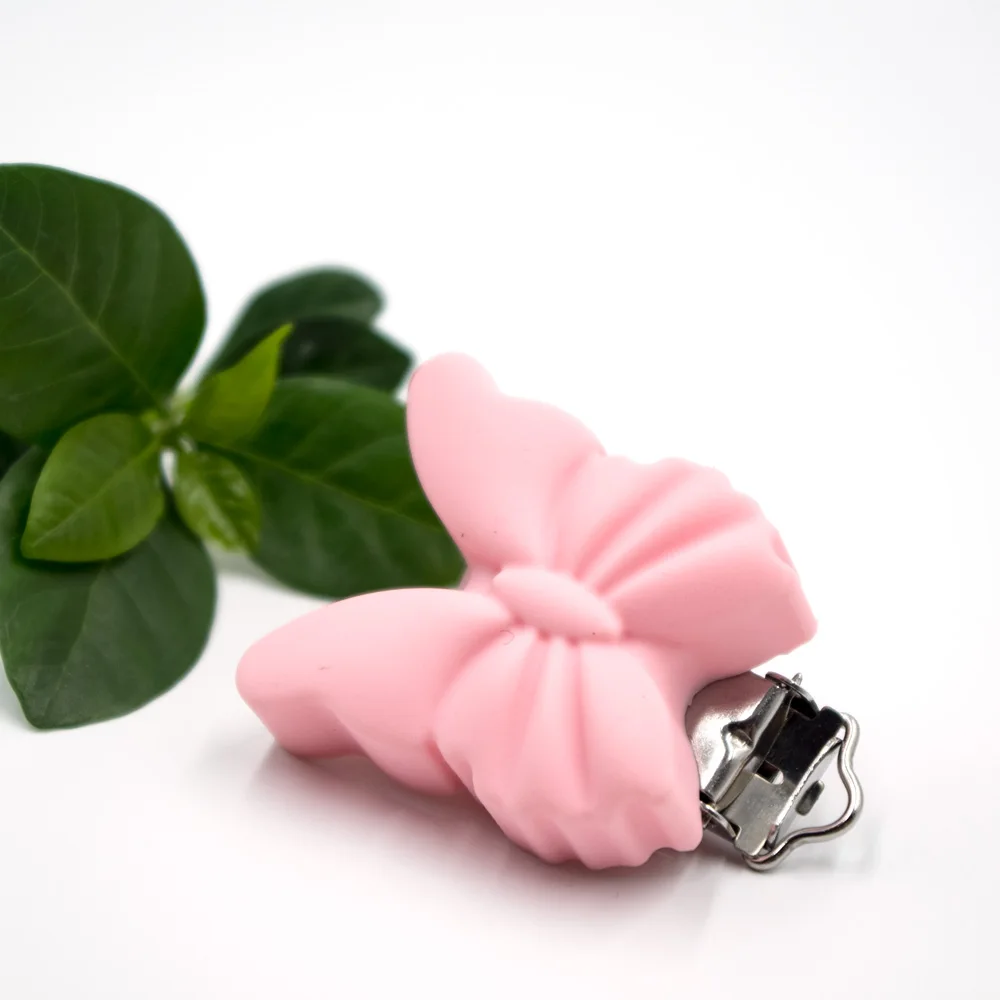 Candy Pink 3 шт Butterly силиконовый для детей для прорезывания зубов пустышка зажим пустышка детская цепочка для прорезывателя держатель младенческой Уход игрушка BPA бесплатно Прорезыватель Mordedor - Цвет: Candy Pink