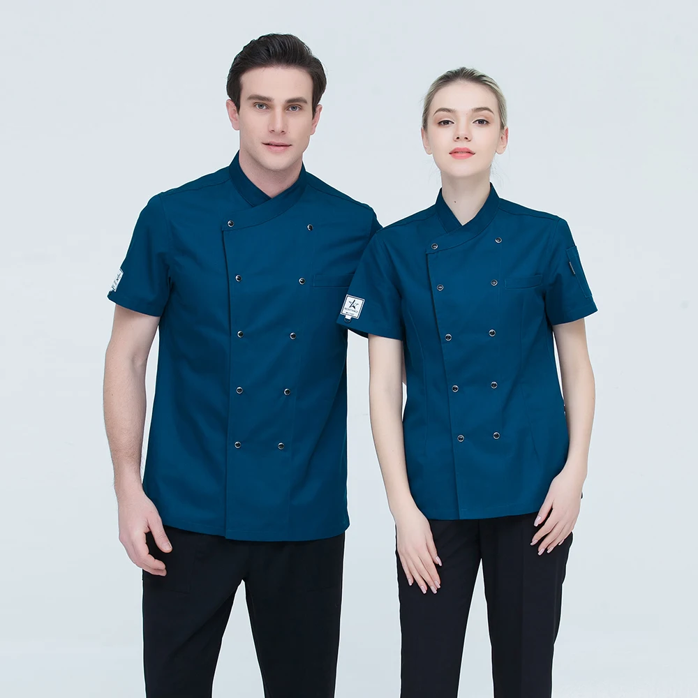 High Quality Wholesale Women Men Short-sleeve Double Breasted Kitchen Hotel Chef Jacket Catering Restaurant Bakery Sushi Uniform |