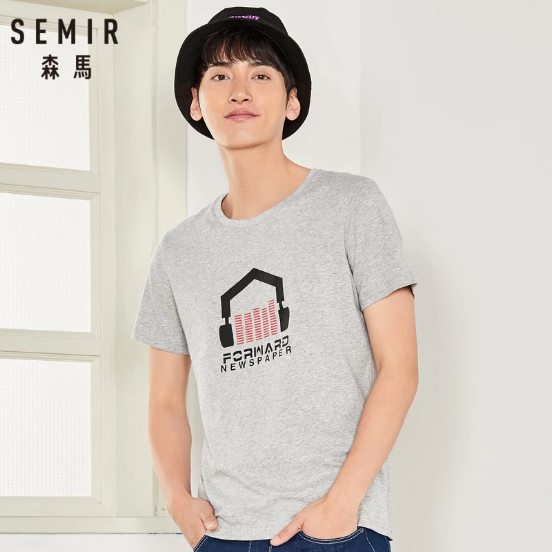 SEMIR 100% хлопок с коротким рукавом напечатаны мужские футболки Повседневная