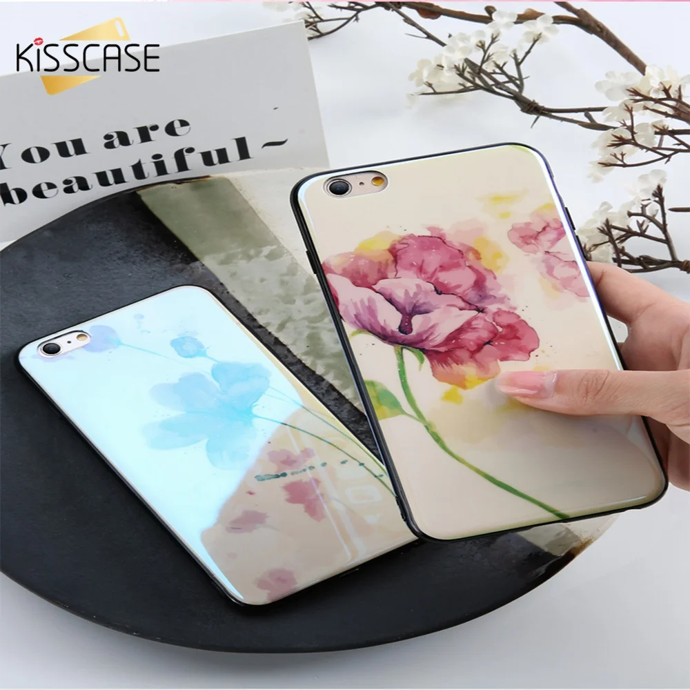 Чехол KISSCASE с милым цветком для iPhone 6 6S Plus 7 8 высококачественный мягкий зеркальный