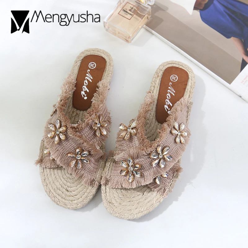 Плетеные соломенные трикотажные слипперы для рыбака женские сандалии с открытым