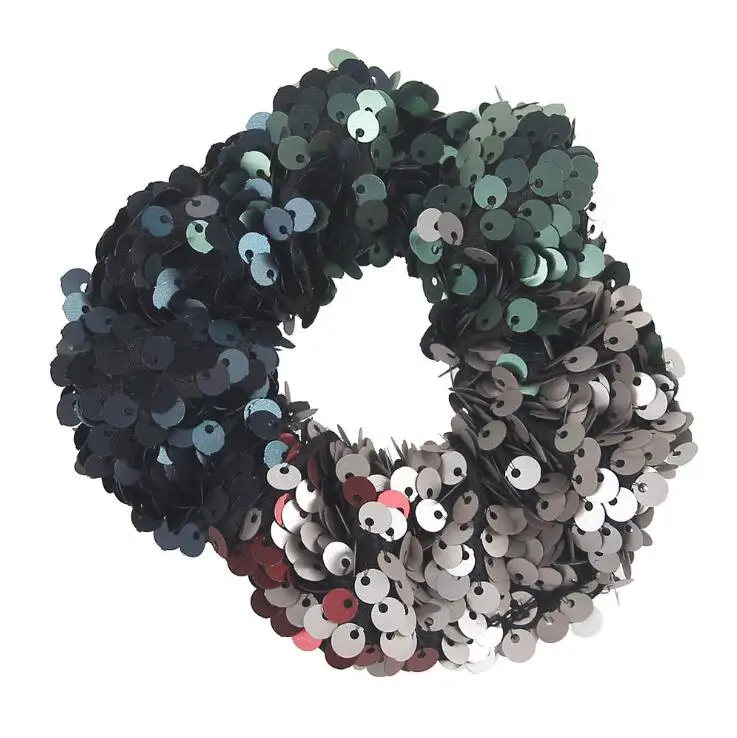 Для женщин Блестки для волос группа Scrunchies эластичный резиновый держатель для девочек двусторонние пайетки Русалка блеск волос заколки для волос аксессуары - Цвет: Color 9