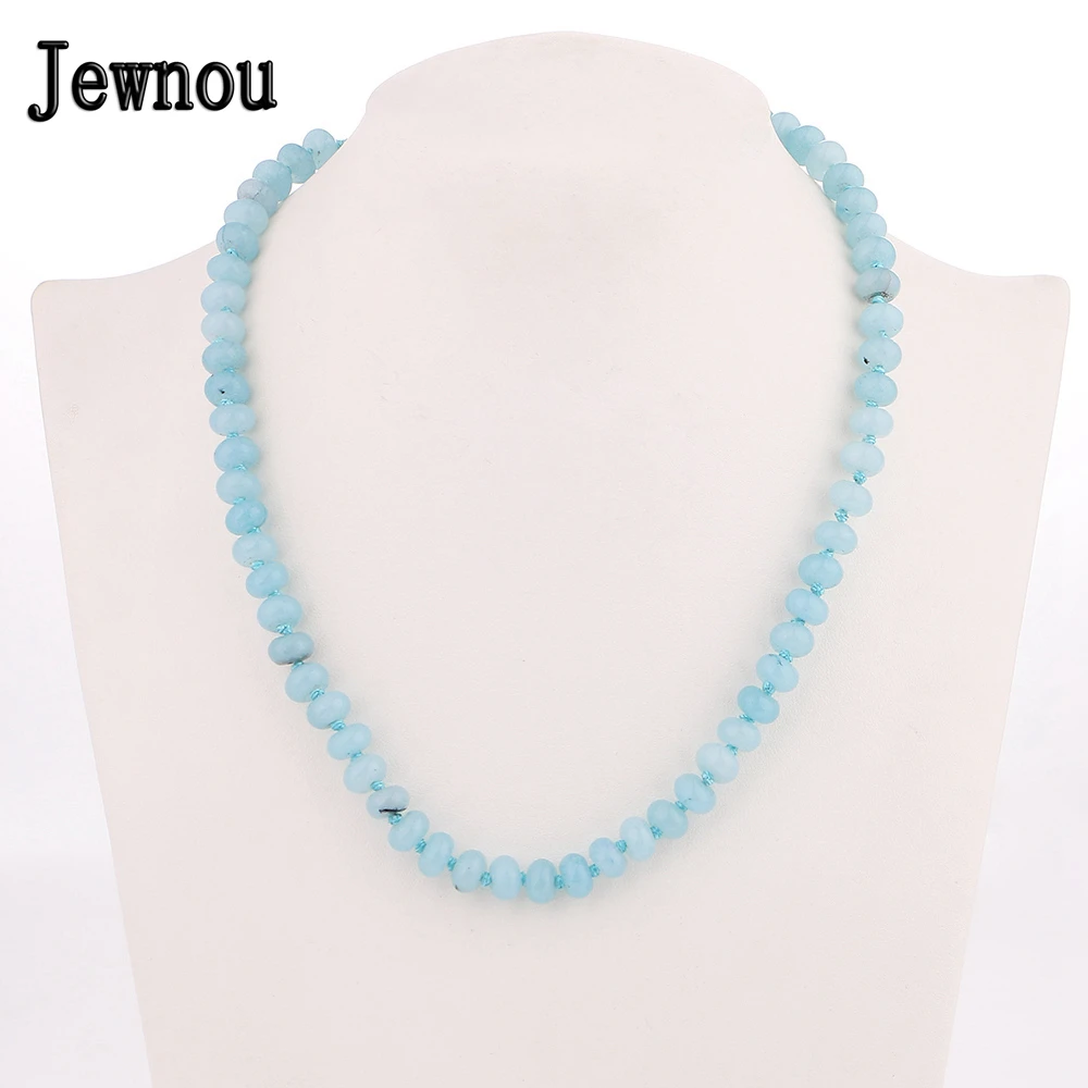 Jewnou Aquamarine Necklace Statement Natural Gemstone Jewelry Woman Original Fashion Gift Handwork Color Luxurious Accessories | Украшения