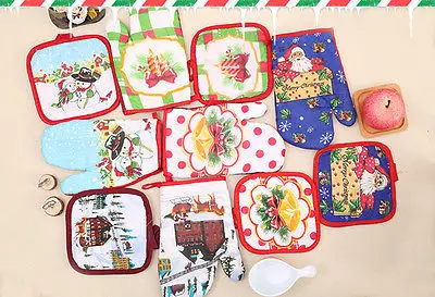 Рукавицы для духовки теплостойкий коврик Рождественский кухонный декор товары