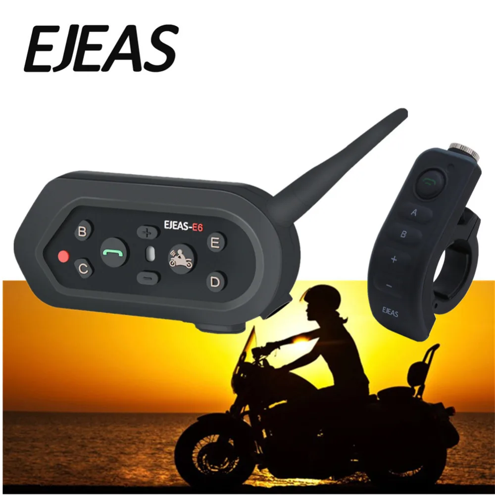 Ejeas E6 Plus с дистанционное управление для мотоцикла Интерком 1200 м коммуникатор