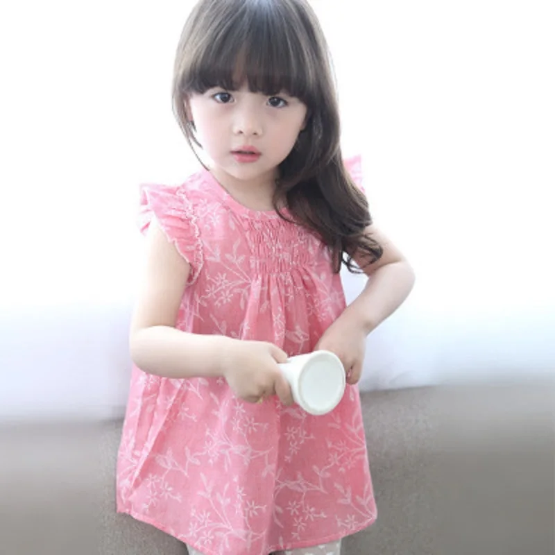 Платье без рукавов для девочек одежда детей костюм маленьких с принтом