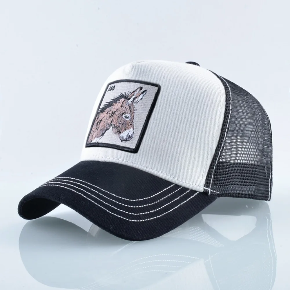 TQMSMY Men Summer Cotton Embroidery Animal Baseball Cap for Women Mesh Donkey Trucker Cap Hats For Men Gorras Casual Caps TDLV