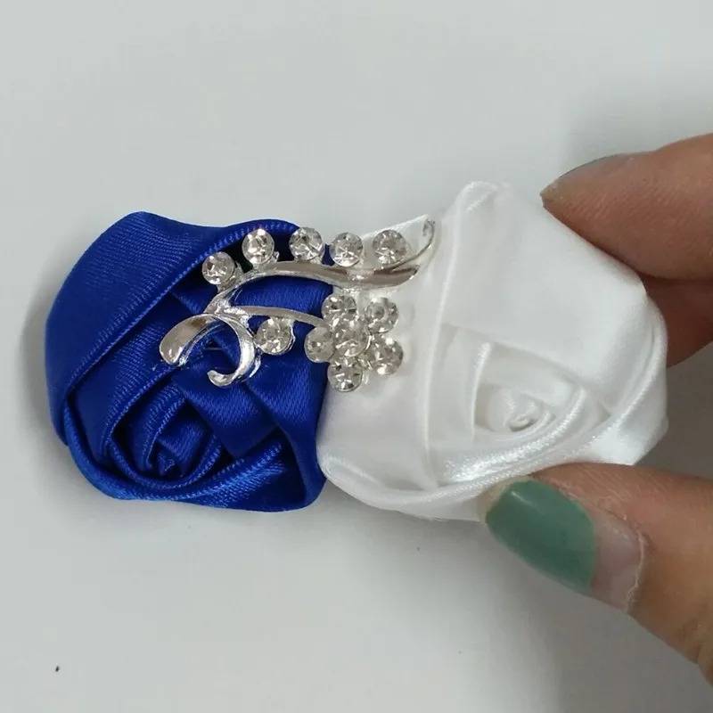 WifeLai-Королевский Синий Белый Свадебные корсажи бутоньерки Жених Свадебный