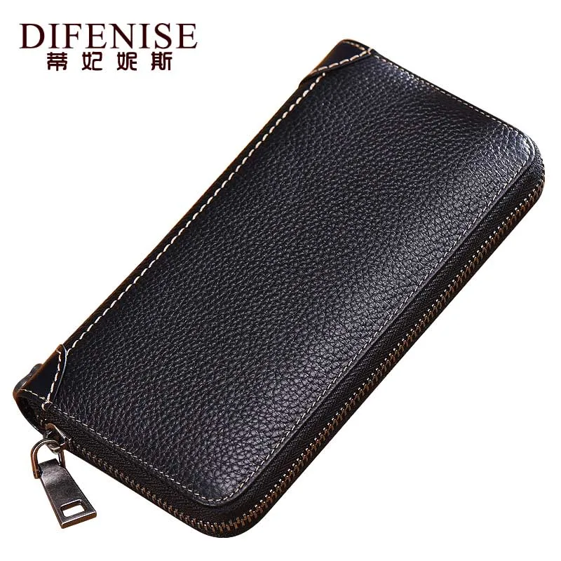 Difenise Genuine Leather Unisex Wallets Solid Fashion Organizer Long style Women Blue Red Black Purses Wallet 6981 | Багаж и сумки