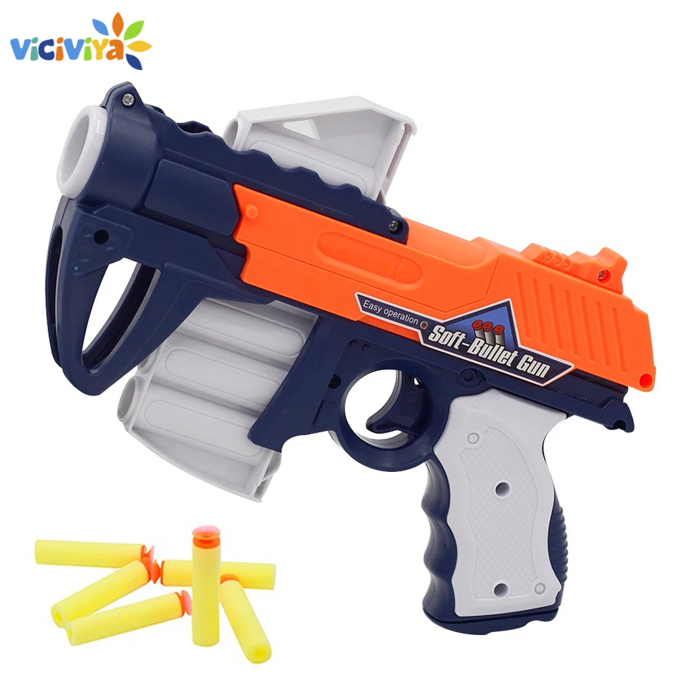 6 снимков ручной мягкий пулевой пистолет костюм для Nerf пули длинный диапазон игрушечный пистолет Дартс бластер игрушки для детей хорошая игрушка на открытом воздухе