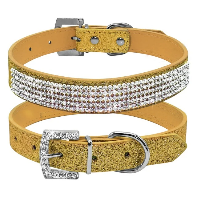 Comwarm Bling Diamante блестящими стразами искусственная кожа Cat ошейники розовый для малых и средних собак 5 цветов Размеры XS размеры S, M, l
